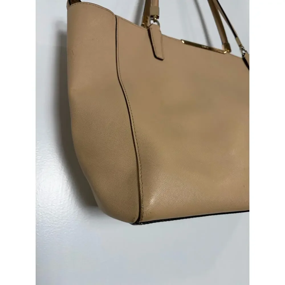 Coach Madison Tan Beige Leather Zip Top Tote Bag 29002